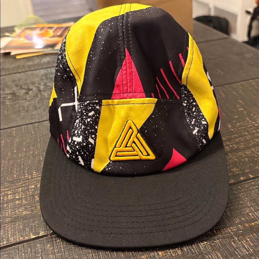 Black Pyramid Graphic Cap with Black and Pink Accents